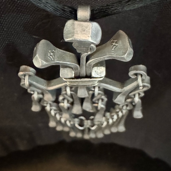 Horseshoe Nail Pendant Necklace Modernist Brutalist Goth Folk Art - Vintage - Picture 5 of 15